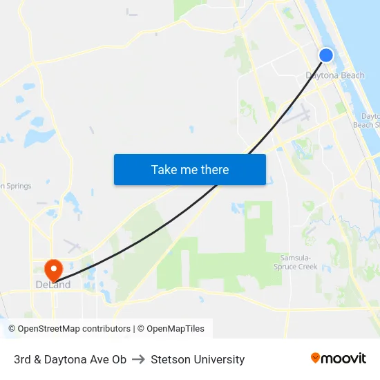3rd & Daytona Ave  Ob to Stetson University map