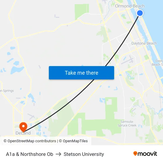 A1a & Northshore Ob to Stetson University map