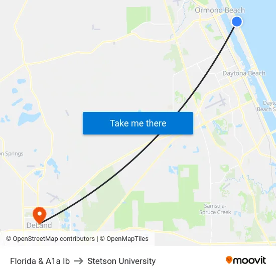 Florida & A1a Ib to Stetson University map