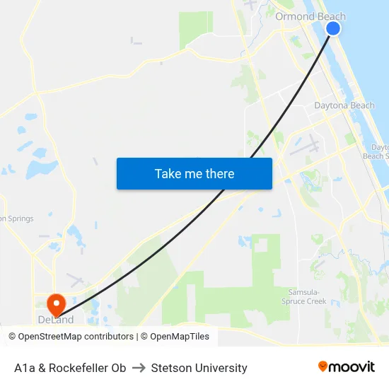 A1a & Rockefeller Ob to Stetson University map
