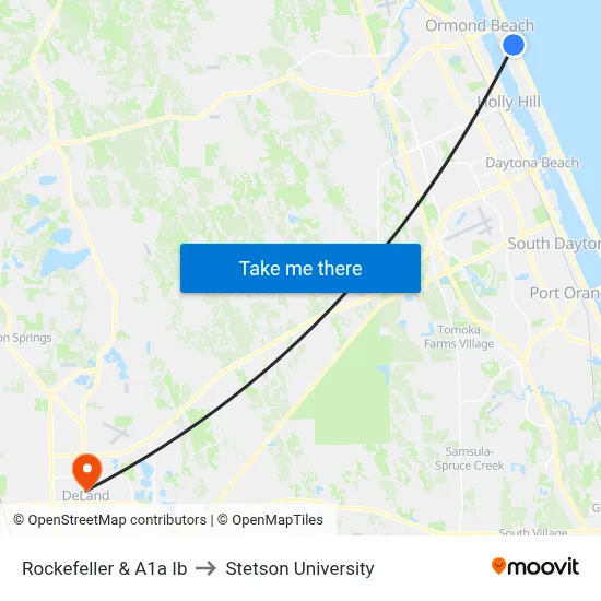Rockefeller & A1a Ib to Stetson University map