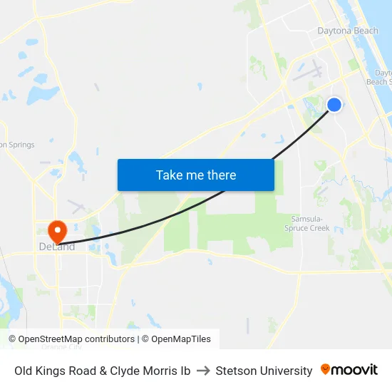 Old Kings Road & Clyde Morris Ib to Stetson University map