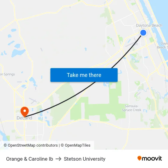 Orange & Caroline Ib to Stetson University map