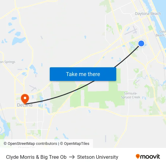 Clyde Morris & Big Tree Ob to Stetson University map