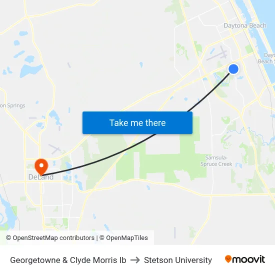 Georgetowne & Clyde Morris Ib to Stetson University map