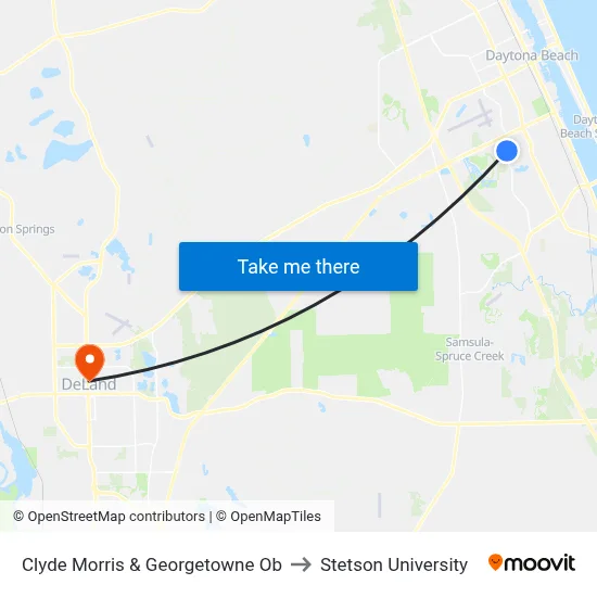 Clyde Morris & Georgetowne Ob to Stetson University map