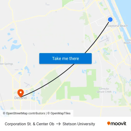 Corporation St. & Center Ob to Stetson University map
