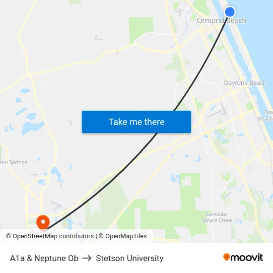 A1a & Neptune Ob to Stetson University map