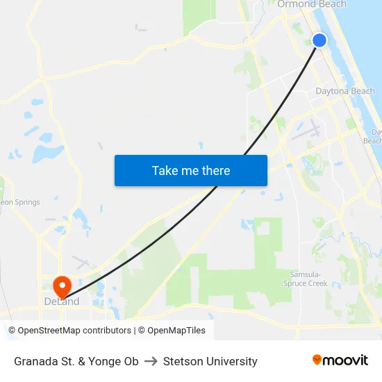 Granada St. & Yonge Ob to Stetson University map