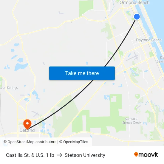 Castilla St. & U.S. 1 Ib to Stetson University map