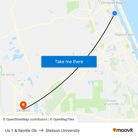 Us 1 & Seville Ob to Stetson University map