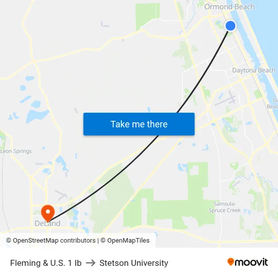 Fleming & U.S. 1 Ib to Stetson University map
