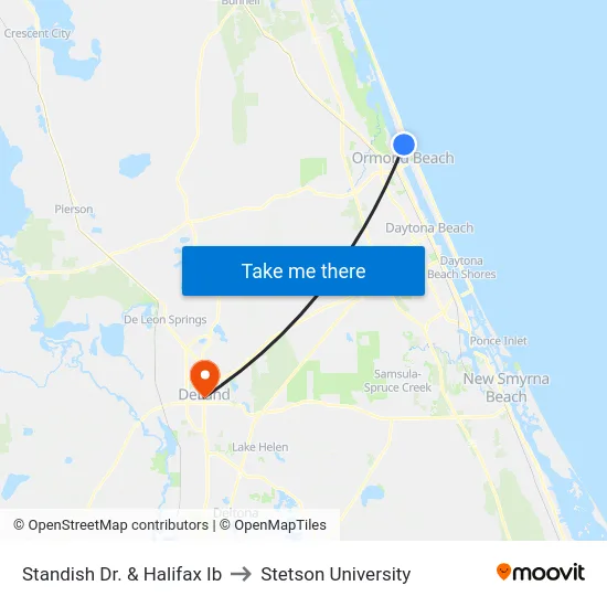 Standish Dr. & Halifax Ib to Stetson University map