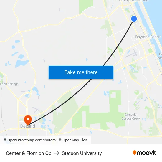 Center & Flomich Ob to Stetson University map