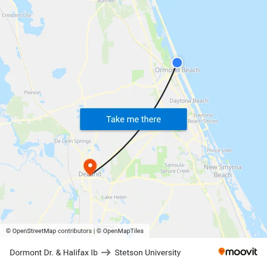 Dormont Dr. & Halifax Ib to Stetson University map