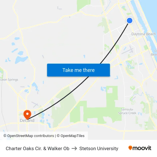 Charter Oaks Cir. & Walker Ob to Stetson University map
