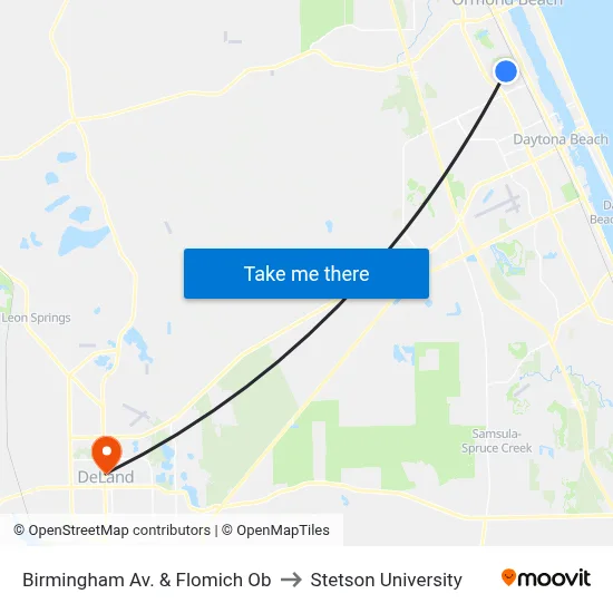 Birmingham Av. & Flomich Ob to Stetson University map