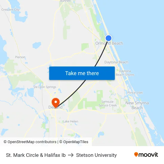 St. Mark Circle & Halifax Ib to Stetson University map