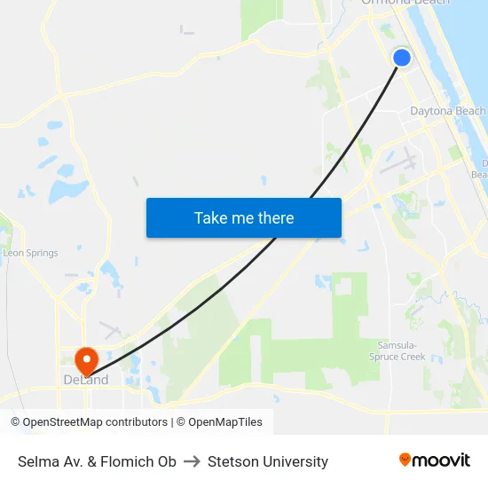 Selma Av. & Flomich Ob to Stetson University map