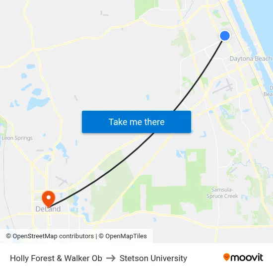 Holly Forest & Walker Ob to Stetson University map