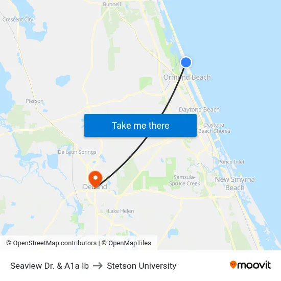 Seaview Dr. & A1a Ib to Stetson University map