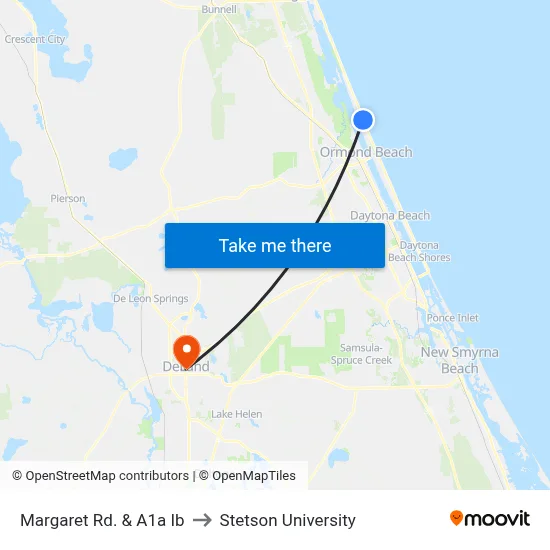 Margaret Rd. & A1a Ib to Stetson University map