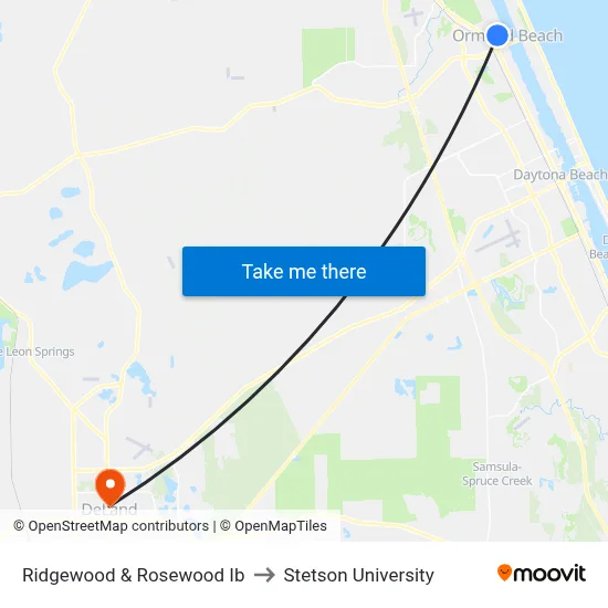 Ridgewood & Rosewood Ib to Stetson University map
