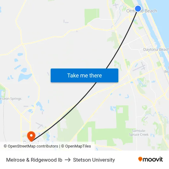 Melrose & Ridgewood Ib to Stetson University map