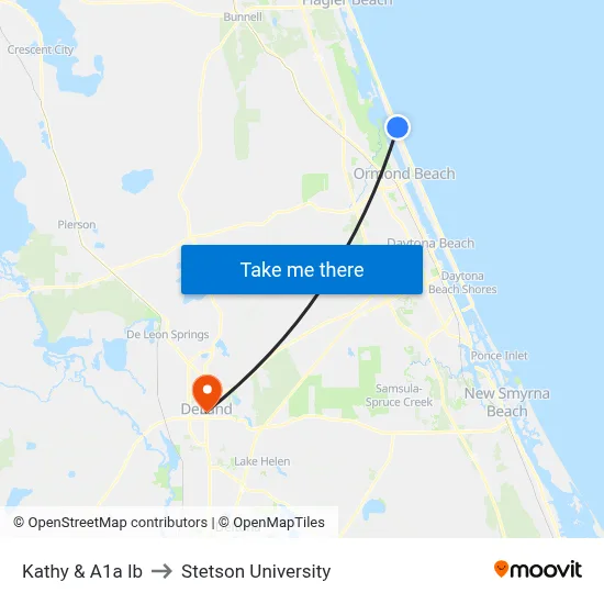 Kathy & A1a Ib to Stetson University map