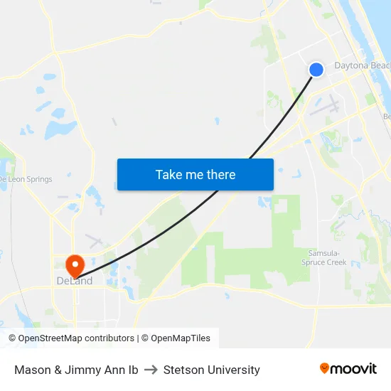 Mason & Jimmy Ann Ib to Stetson University map