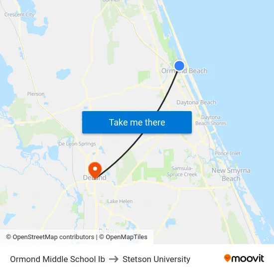 Ormond Middle School Ib to Stetson University map