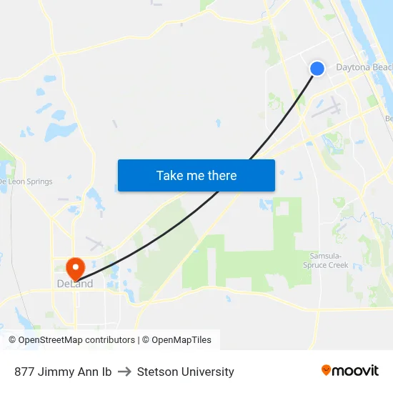 877 Jimmy Ann Ib to Stetson University map