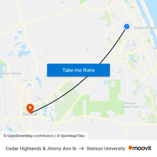 Cedar Highlands & Jimmy Ann Ib to Stetson University map