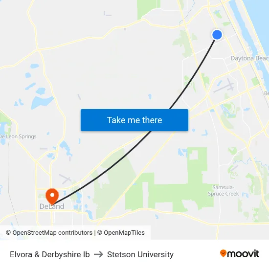 Elvora & Derbyshire Ib to Stetson University map