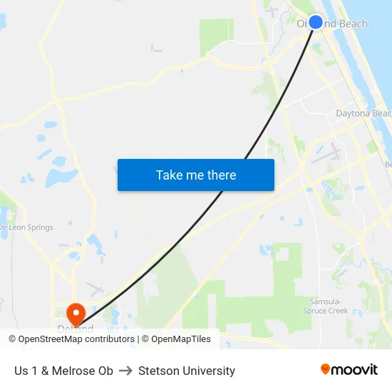 Us 1 & Melrose Ob to Stetson University map
