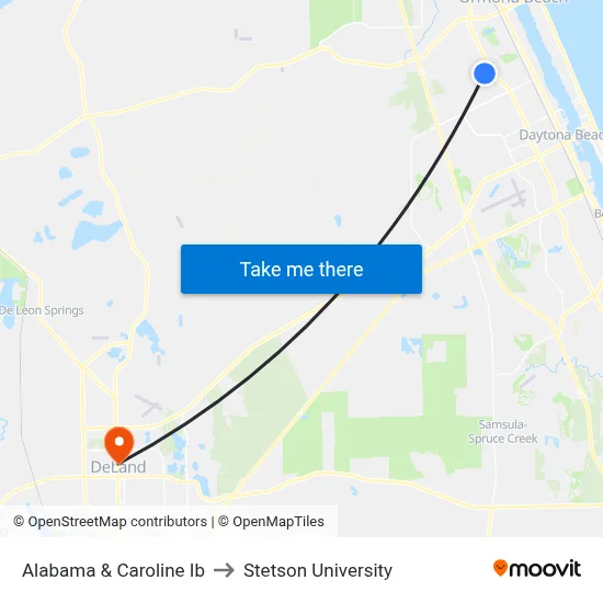 Alabama & Caroline Ib to Stetson University map