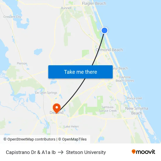 Capistrano Dr & A1a Ib to Stetson University map