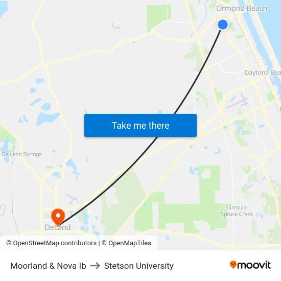 Moorland & Nova Ib to Stetson University map