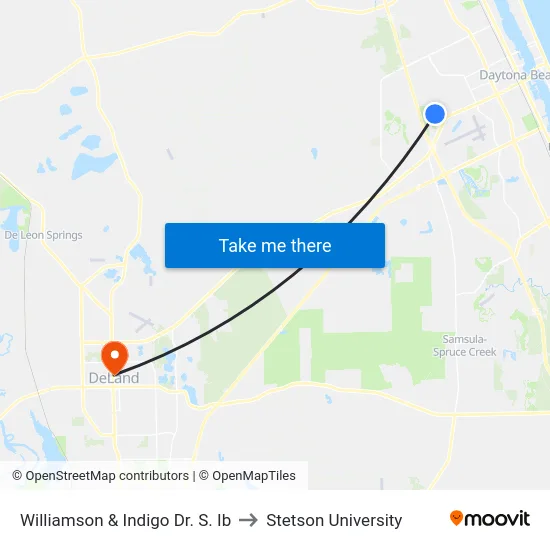 Williamson & Indigo Dr. S. Ib to Stetson University map