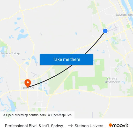Professional Blvd. & Int'L Spdwy Ib to Stetson University map
