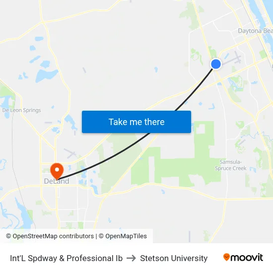 Int'L Spdway & Professional Ib to Stetson University map