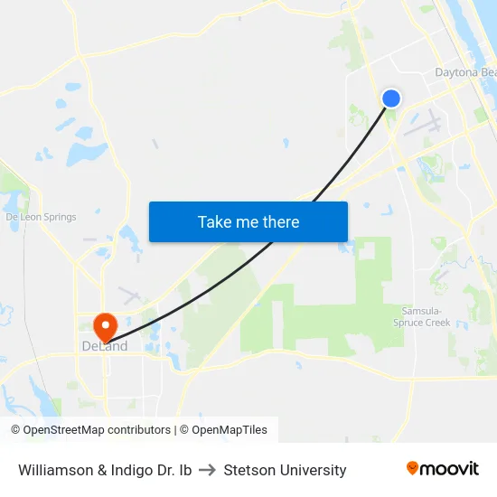 Williamson & Indigo Dr. Ib to Stetson University map