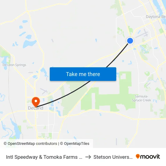 Intl Speedway & Tomoka Farms Ob to Stetson University map