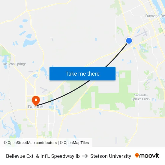 Bellevue Ext. & Int'L Speedway Ib to Stetson University map