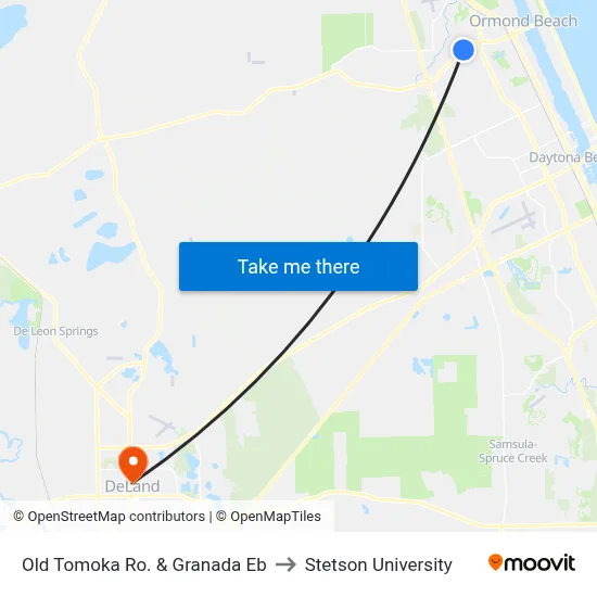 Old Tomoka Ro. & Granada  Eb to Stetson University map
