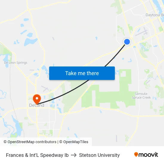 Frances & Int'L Speedway Ib to Stetson University map