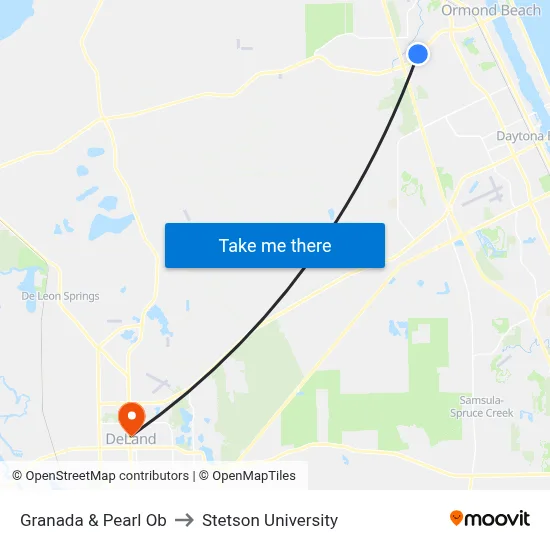 Granada & Pearl Ob to Stetson University map