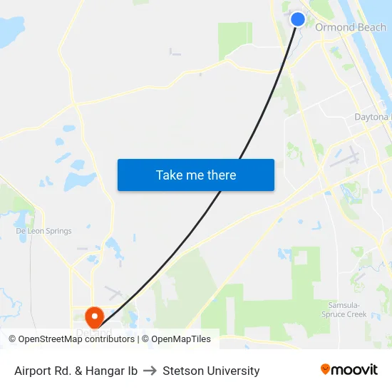 Airport Rd. & Hangar Ib to Stetson University map