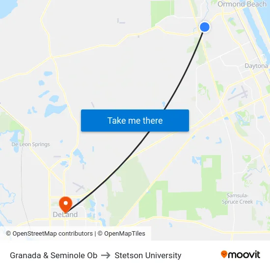 Granada & Seminole Ob to Stetson University map
