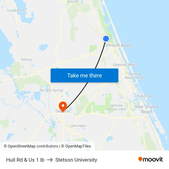 Hull Rd & Us 1 Ib to Stetson University map